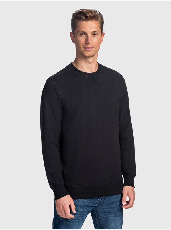 Lange zwarte ronde hals regular fit Girav Princeton Light sweater voor mannen