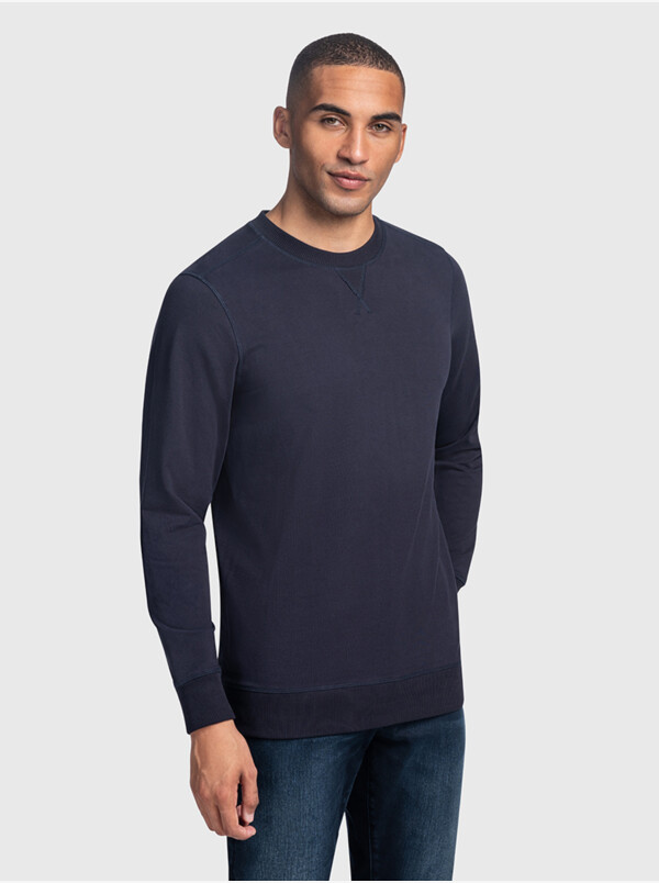 Lange navy ronde hals regular fit Girav Princeton Light sweater voor mannen