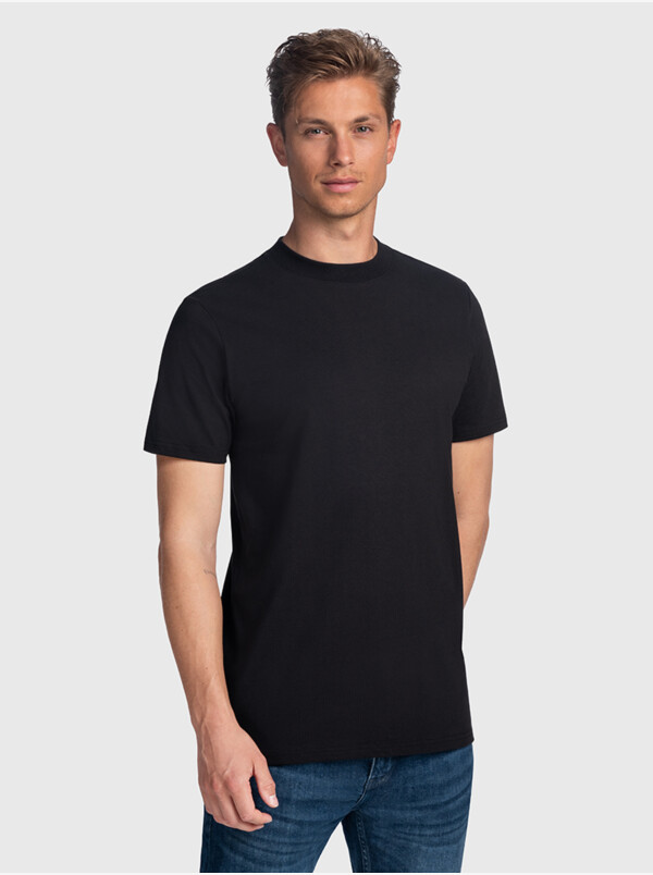 San Diego High-neck T-Shirt heavy, 2-pack zwart