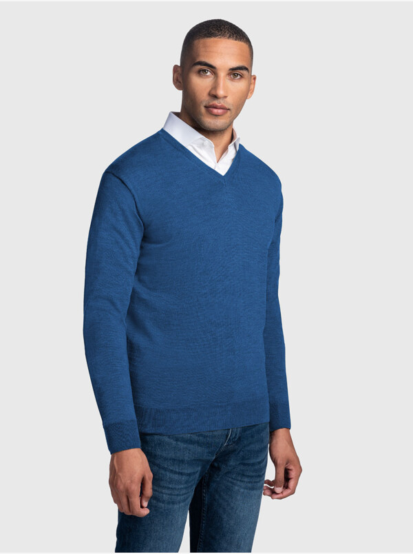 Kingston Merino pullover, Jeans blue