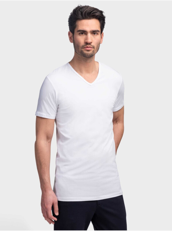 Girav Barcelona Lang Wit V-hals Slim Fit Heren T-shirt 2-pack