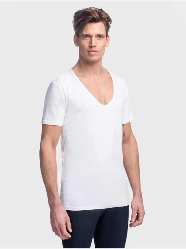 dichters terwijl efficiëntie Wit T-shirt diepe V-hals Milano kopen? Extra lang - Girav