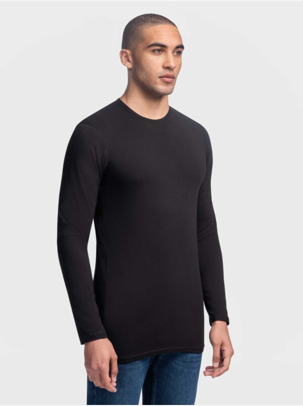 Extra Lange Longsleeve T-shirt London Heren Zwart Ronde hals Slim Fit 95% katoen 5% elastaan