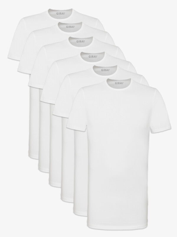 Lang wit stretch slim fit heren T-shirt Sixpack Bangkok, ronde hals van Girav
