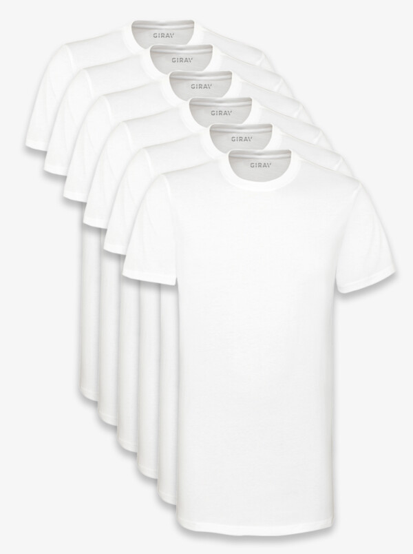 Lang Wit Mannen T-shirt Ronde Hals Sydney 6-pack, 100% Katoen, Regular Fit van Girav