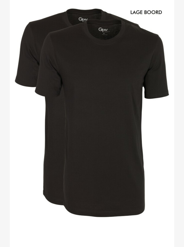 Sydney T-shirt laag, 2-pack zwart